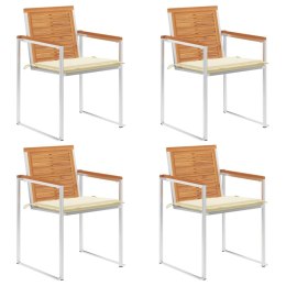 Krzesła ogrodowe z poduszkami, 4 szt., lite drewno akacjowe