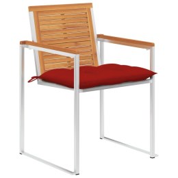 Krzesła ogrodowe z poduszkami, 4 szt., lite drewno akacjowe