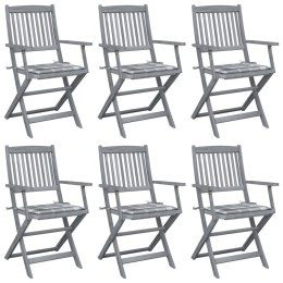 Składane krzesła ogrodowe, 6 szt., z poduszkami, akacjowe