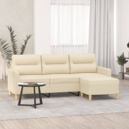 Sofa 3-osobowa, kremowa, 180 cm, tapicerowana tkaniną