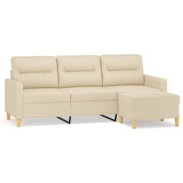Sofa 3-osobowa, kremowa, 180 cm, tapicerowana tkaniną