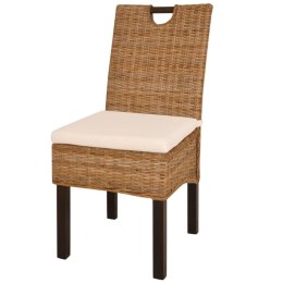 VidaXL Krzesła do jadalni, 4 szt., rattan Kubu i drewno mango