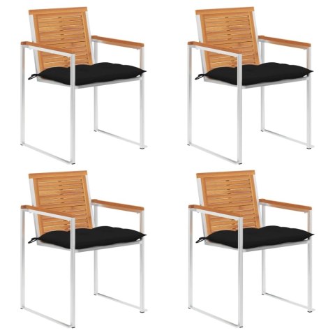 Krzesła ogrodowe z poduszkami, 4 szt., lite drewno akacjowe