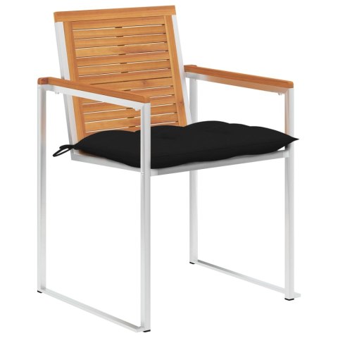 Krzesła ogrodowe z poduszkami, 4 szt., lite drewno akacjowe