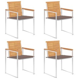 Krzesła ogrodowe z poduszkami, 4 szt., lite drewno tekowe