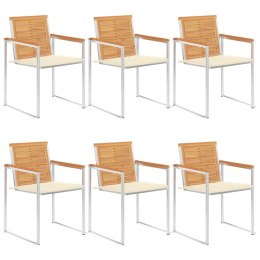 Krzesła ogrodowe z poduszkami, 6 szt., lite drewno tekowe