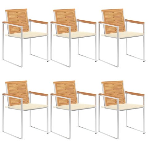 Krzesła ogrodowe z poduszkami, 6 szt., lite drewno tekowe