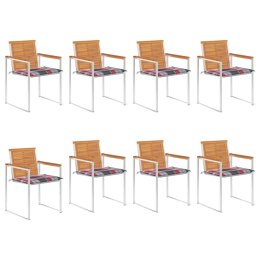 Krzesła ogrodowe z poduszkami, 8 szt., lite drewno akacjowe