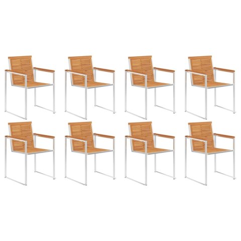 Krzesła ogrodowe z poduszkami, 8 szt., lite drewno akacjowe