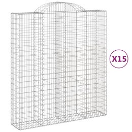 VidaXL Kosze gabionowe, 15 szt, 200x50x220/240cm, galwanizowane żelazo
