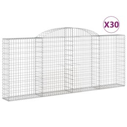 VidaXL Kosze gabionowe, 30 szt, 300x30x120/140cm, galwanizowane żelazo