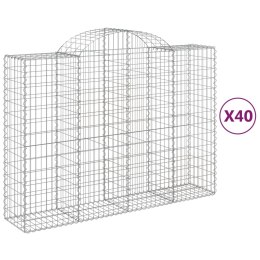 VidaXL Kosze gabionowe, 40 szt, 200x50x140/160cm, galwanizowane żelazo