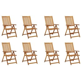 Składane krzesła ogrodowe z poduszkami, 8 szt., drewno akacjowe
