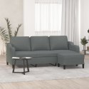 3-osobowa sofa z podnóżkiem, ciemnoszary, 180 cm, tkaniną