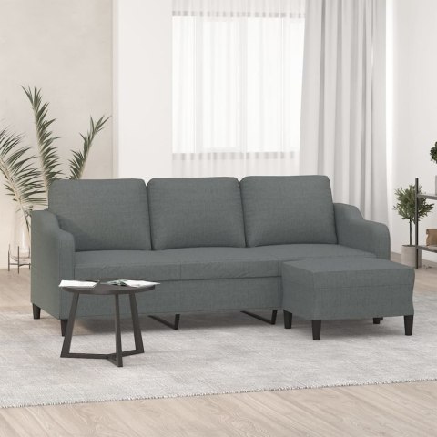 3-osobowa sofa z podnóżkiem, ciemnoszary, 180 cm, tkaniną