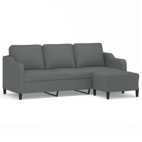 3-osobowa sofa z podnóżkiem, ciemnoszary, 180 cm, tkaniną