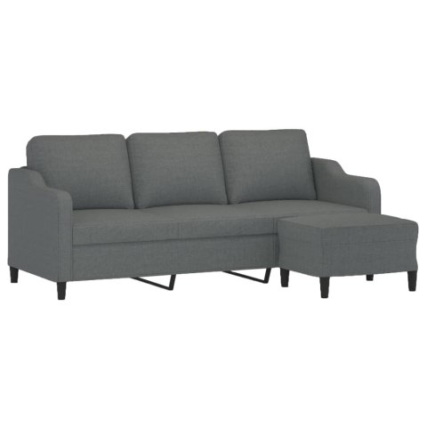 3-osobowa sofa z podnóżkiem, ciemnoszary, 180 cm, tkaniną
