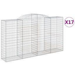 VidaXL Kosze gabionowe, 10 szt, 300x50x160/180cm, galwanizowane żelazo
