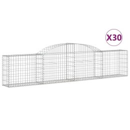 VidaXL Kosze gabionowe, 30 szt., 300x30x60/80 cm, galwanizowane żelazo