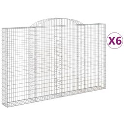 VidaXL Kosze gabionowe, 6 szt, 300x30x180/200 cm, galwanizowane żelazo