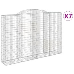 VidaXL Kosze gabionowe, 7 szt, 300x50x200/220 cm, galwanizowane żelazo