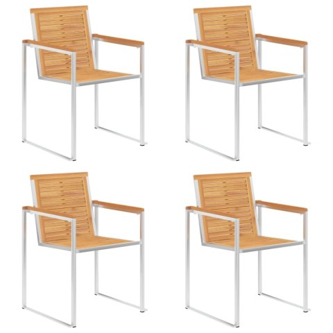 Krzesła ogrodowe z poduszkami, 4 szt., lite drewno tekowe