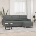 3-osobowa sofa z podnóżkiem, ciemnoszary, 180 cm, tkaniną