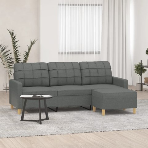 3-osobowa sofa z podnóżkiem, ciemnoszary, 180 cm, tkaniną