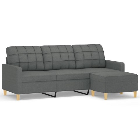 3-osobowa sofa z podnóżkiem, ciemnoszary, 180 cm, tkaniną