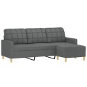 3-osobowa sofa z podnóżkiem, ciemnoszary, 180 cm, tkaniną