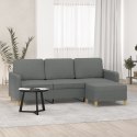 3-osobowa sofa z podnóżkiem, ciemnoszary, 180 cm, tkaniną