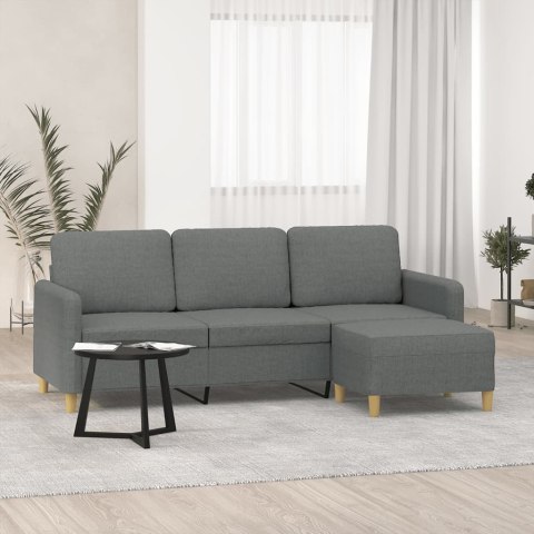 3-osobowa sofa z podnóżkiem, ciemnoszary, 180 cm, tkaniną