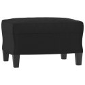 3-osobowa sofa z podnóżkiem, czarna, 180 cm, sztuczna skóra