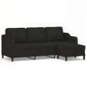 3-osobowa sofa z podnóżkiem, czarna, 180 cm, tkaniną
