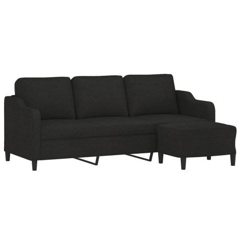 3-osobowa sofa z podnóżkiem, czarna, 180 cm, tkaniną