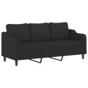 3-osobowa sofa z podnóżkiem, czarna, 180 cm, tkaniną
