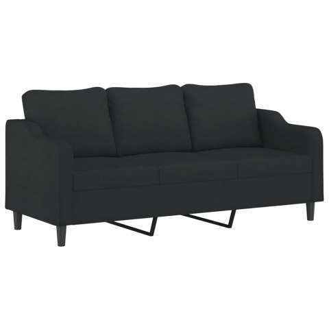 3-osobowa sofa z podnóżkiem, czarna, 180 cm, tkaniną