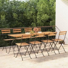 VidaXL Składane krzesła bistro, 8 szt., lite drewno tekowe i stal