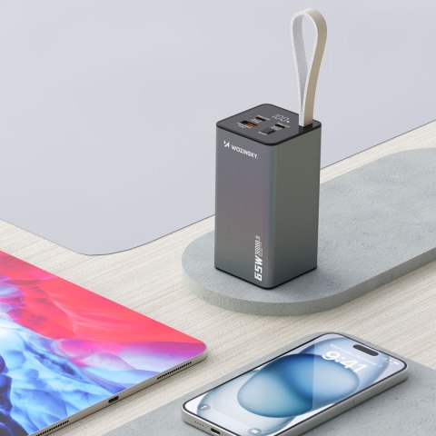 Powerbank K65+ 65W 30000mAh 2x USB-C 1x USB-A 65W - czarny
