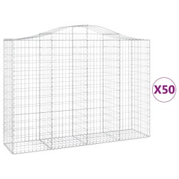 VidaXL Kosze gabionowe, 50 szt, 200x50x140/160cm, galwanizowane żelazo