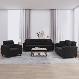 VidaXL 3-częściowy komplet wypoczynkowy, czarny, mikrofibra