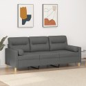 3-osobowa sofa z poduszkami, ciemnoszara, 180 cm, tkanina