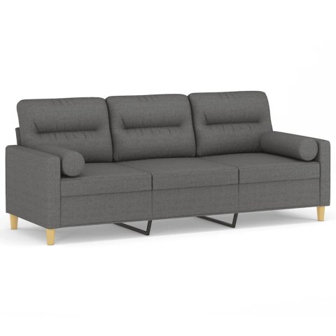 3-osobowa sofa z poduszkami, ciemnoszara, 180 cm, tkanina