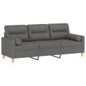 3-osobowa sofa z poduszkami, ciemnoszara, 180 cm, tkanina