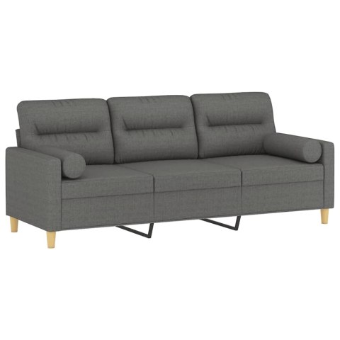 3-osobowa sofa z poduszkami, ciemnoszara, 180 cm, tkanina