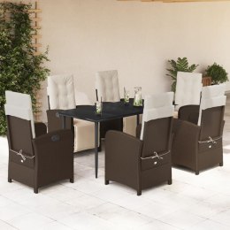 VidaXL 7-cz. zestaw mebli ogrodowych, z poduszkami, brązowy, rattan PE