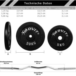 MOVIT Zestaw hantli, żeliwo, 30 mm, 40 kg