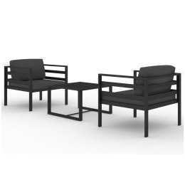 VidaXL 3-cz. zestaw mebli ogrodowych, poduszki, aluminium, antracyt