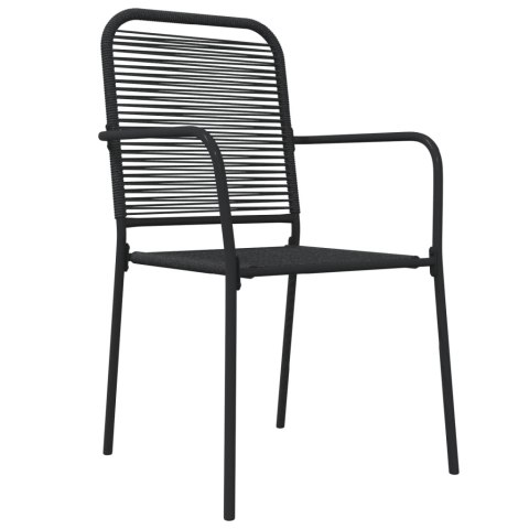 5-cz. zestaw mebli do ogrodu, czarny, sznur bawełniany i stal