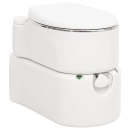 VidaXL Zintegrowana toaleta turystyczna, biała, 24+17 L, HDPE i stal